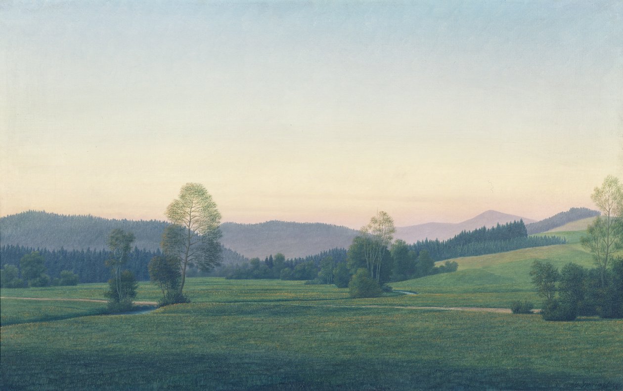 Bayerische Landschaft, 1933 von Georg Schrimpf