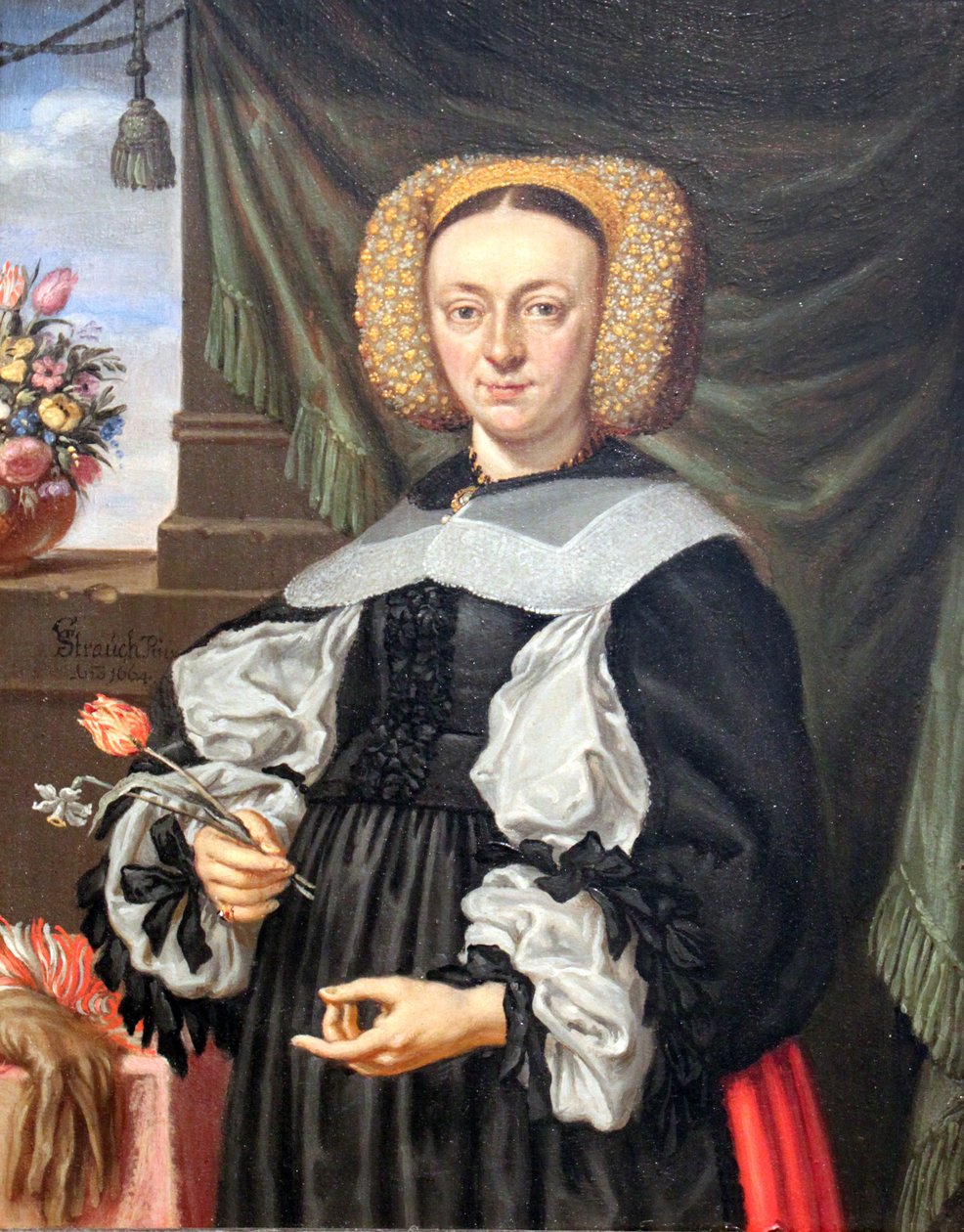 Porträt einer Frau mit Blumen von Georg Strauch