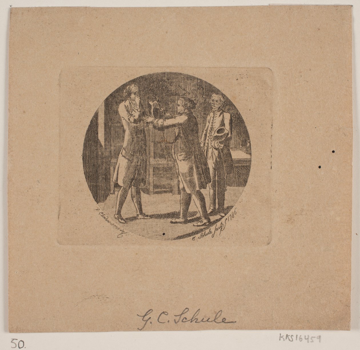 Vignette mit drei Männern von Georg Christian Schule