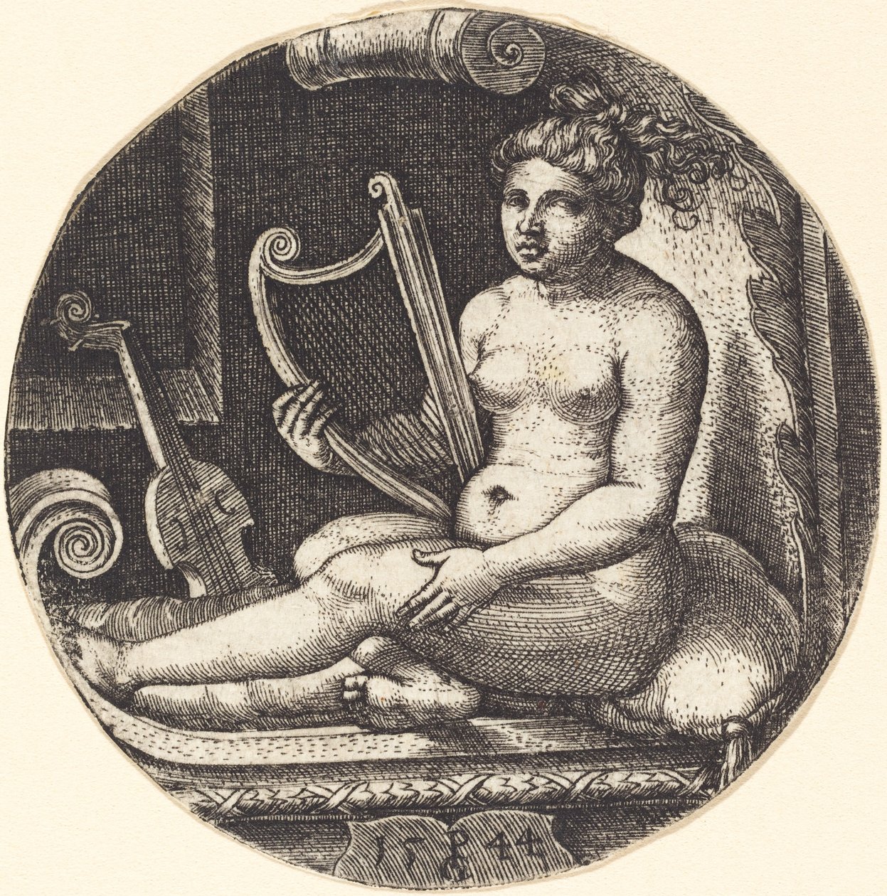 Frau mit Harfe von Georg Pencz