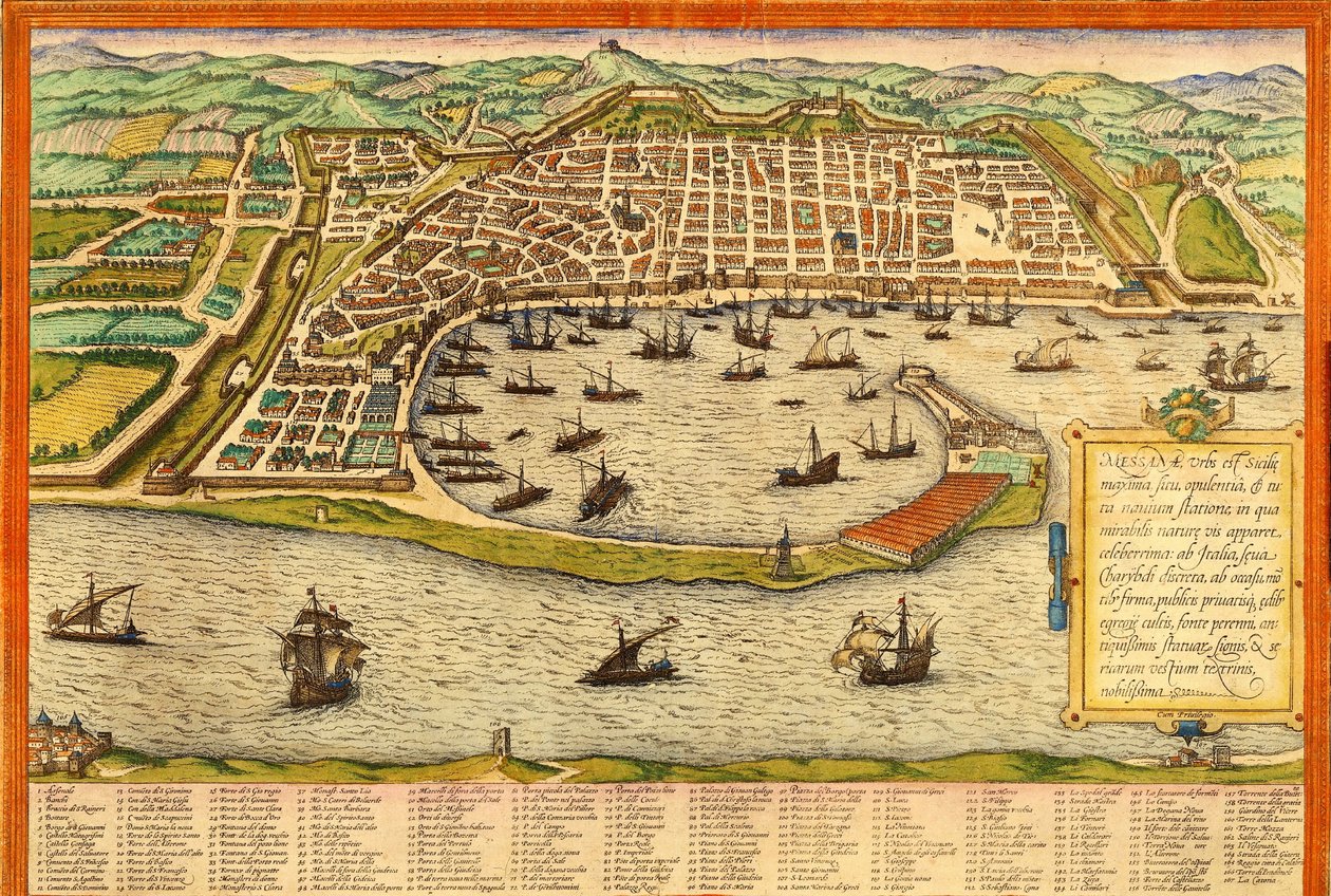 Messina, Italien von Georg and Hogenberg Franz (1535 90) Braun
