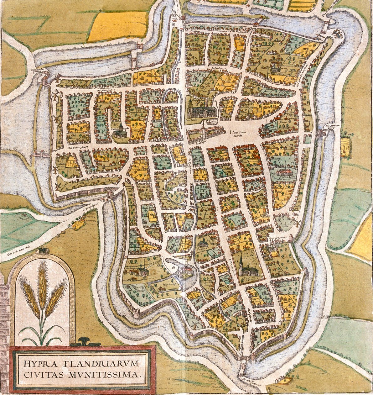 Ypern, Belgien von Georg and Hogenberg Franz (1535 90) Braun