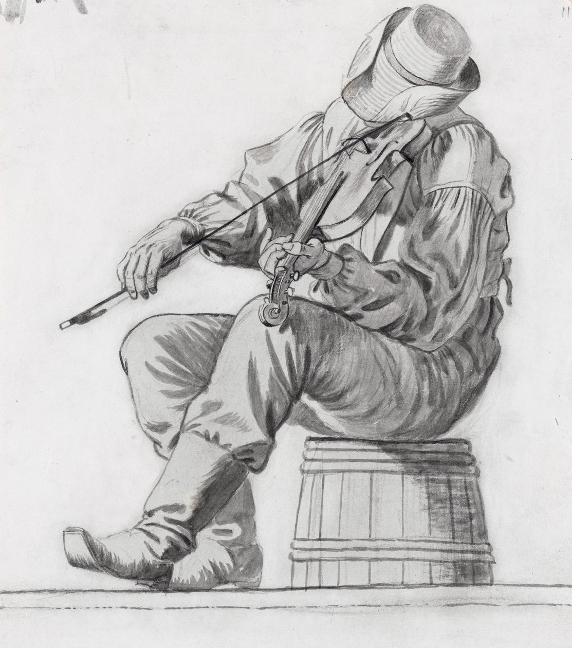 Geiger (Studie für Die fröhlichen Flachbootmänner) (recto) von George Caleb Bingham