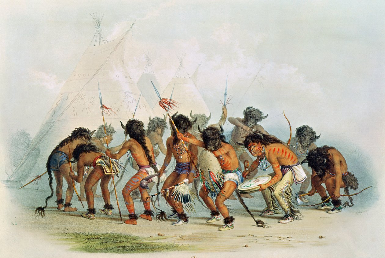 Büffeltanz, ca. 1832 von George Catlin