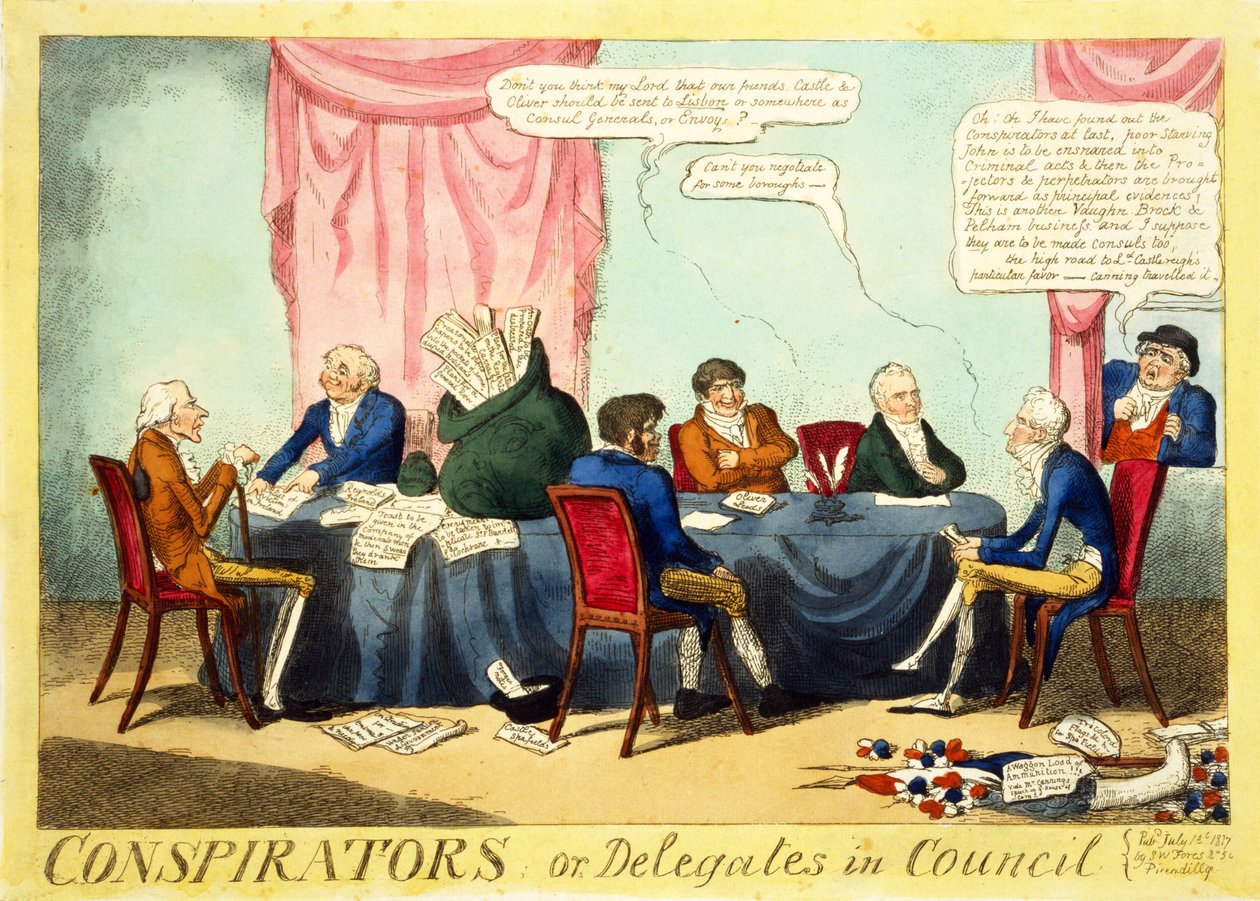 Verschwörer oder Delegierte im Rat, 1817 von George Cruikshank