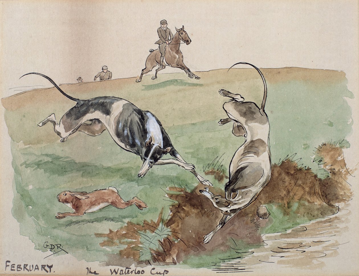 Der Monat Februar: Hetzjagd von George Derville Rowlandson