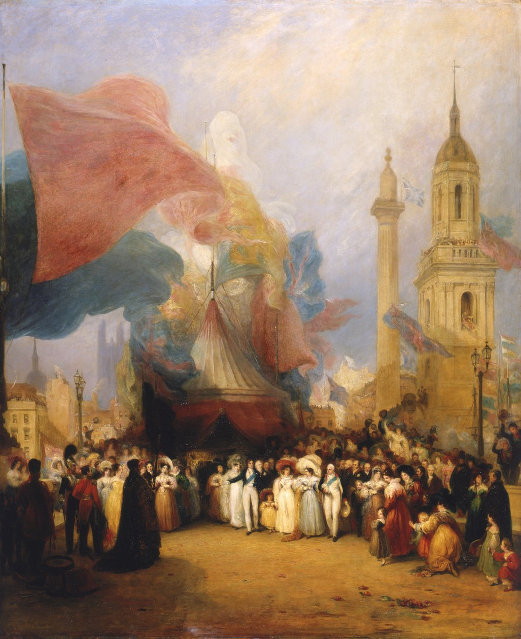 Die königliche Prozession bei der Eröffnung der London Bridge, 1831 von George Jones