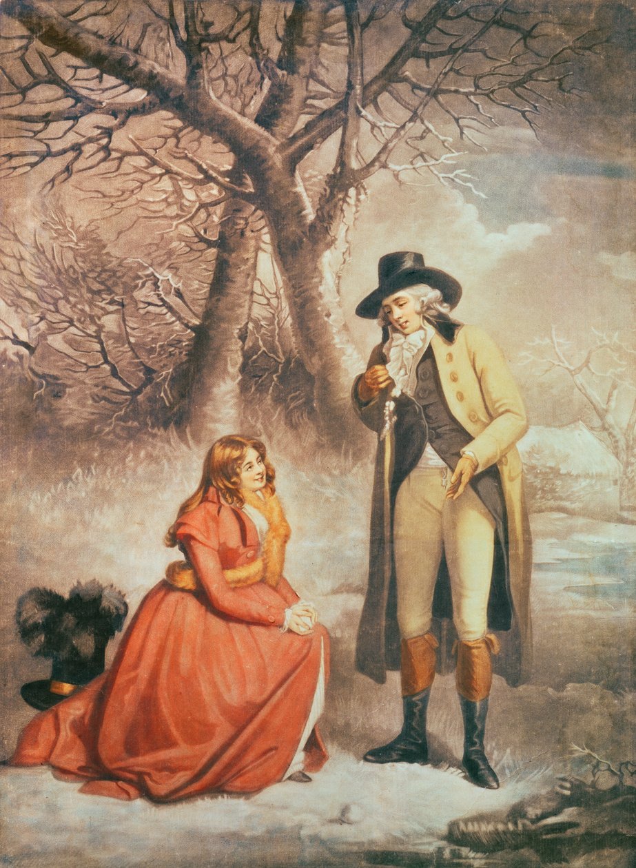 Herr und Dame in einer winterlichen Szene von George Morland
