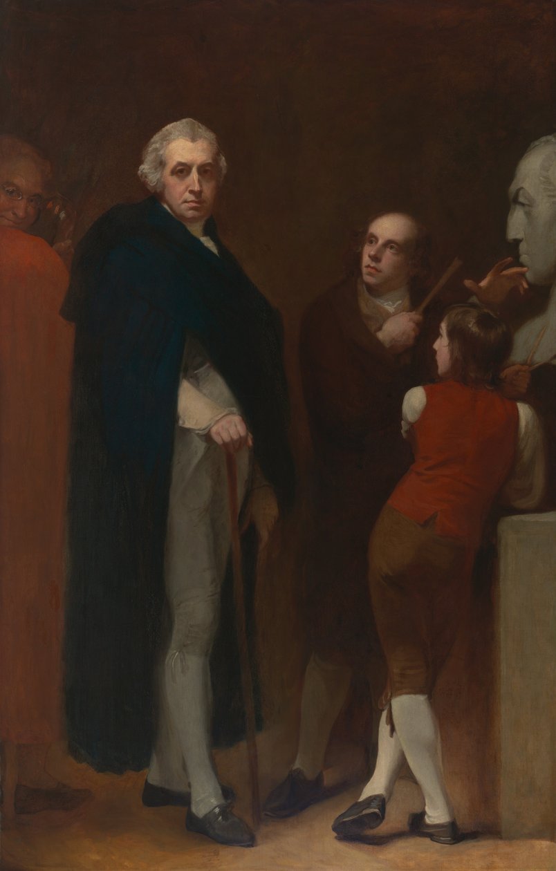 John Flaxman modelliert die Büste von William Hayley von George Romney