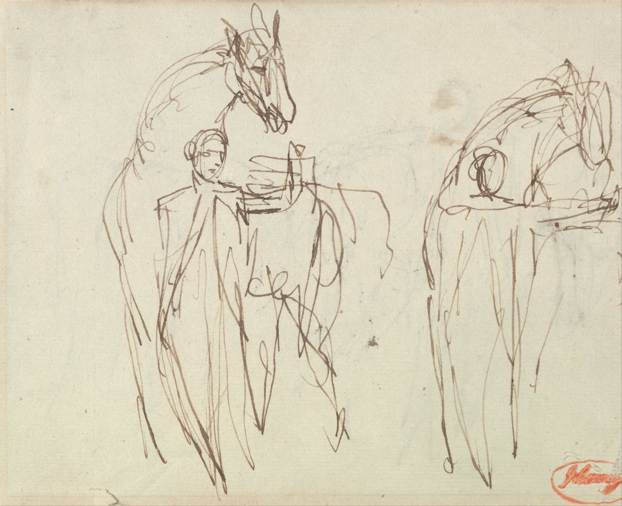 Skizzen für einen Mann mit einem Pferd von George Romney
