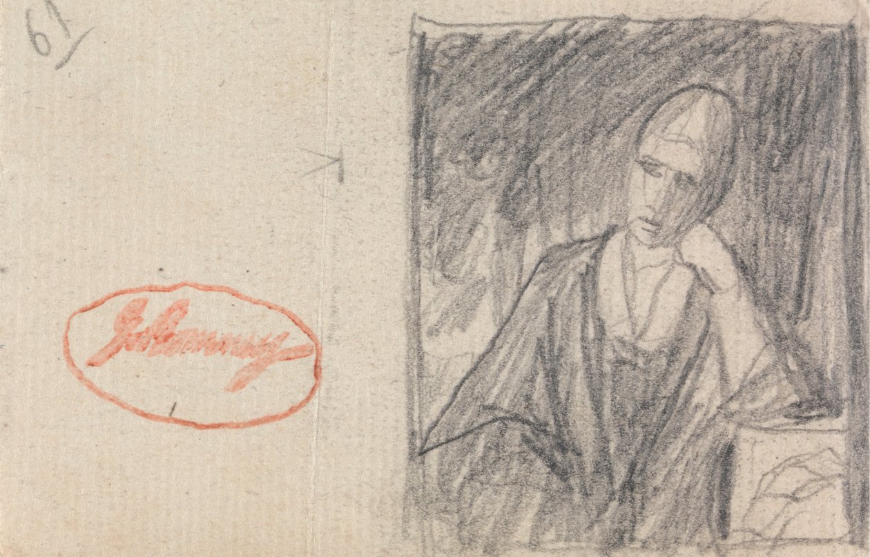 Frau, die ihren Kopf auf einen gebeugten Arm legt von George Romney