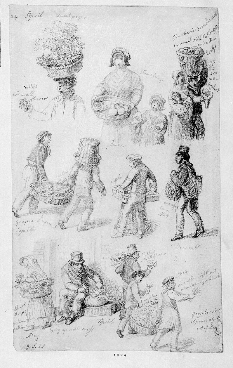 Straßenhändler in London: Die Rufe von London, 1843 von George Snr Scharf