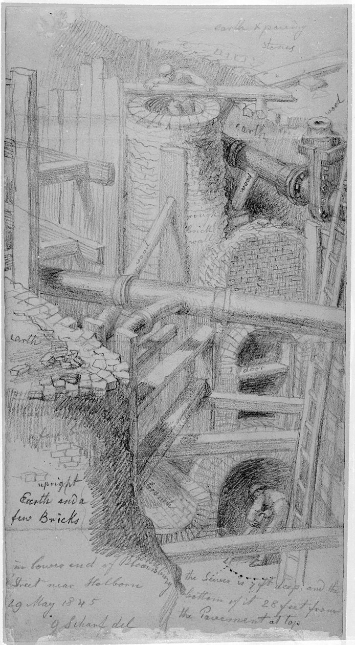 Kanalbau in Bloomsbury, London, 1845 von George Snr Scharf