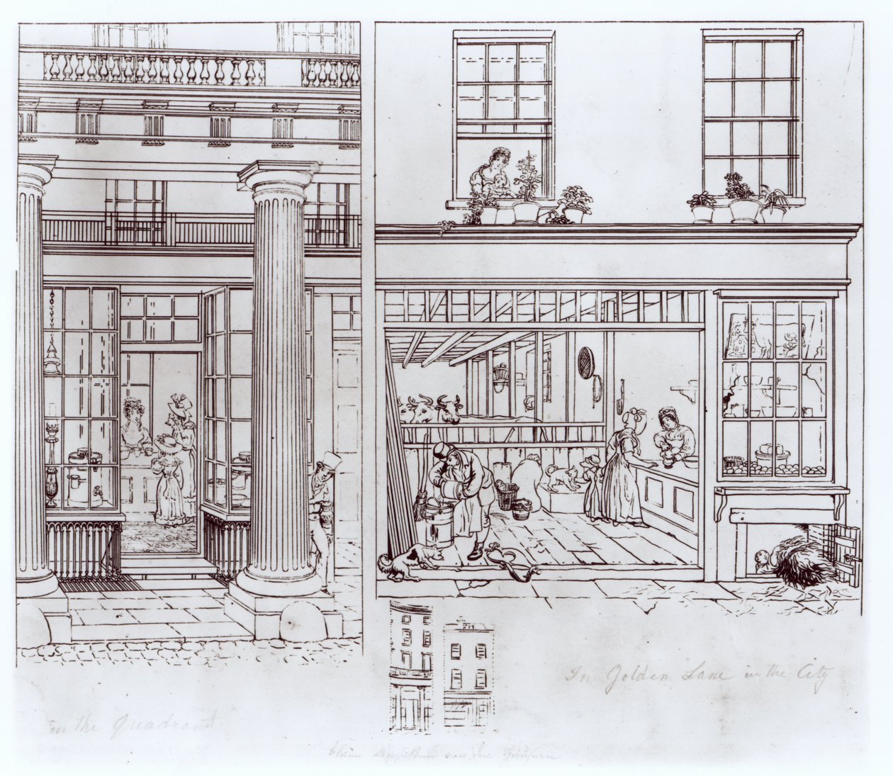 The Quadrant, Regent Street und Golden Lane, London, ca. 1829 von George Snr Scharf