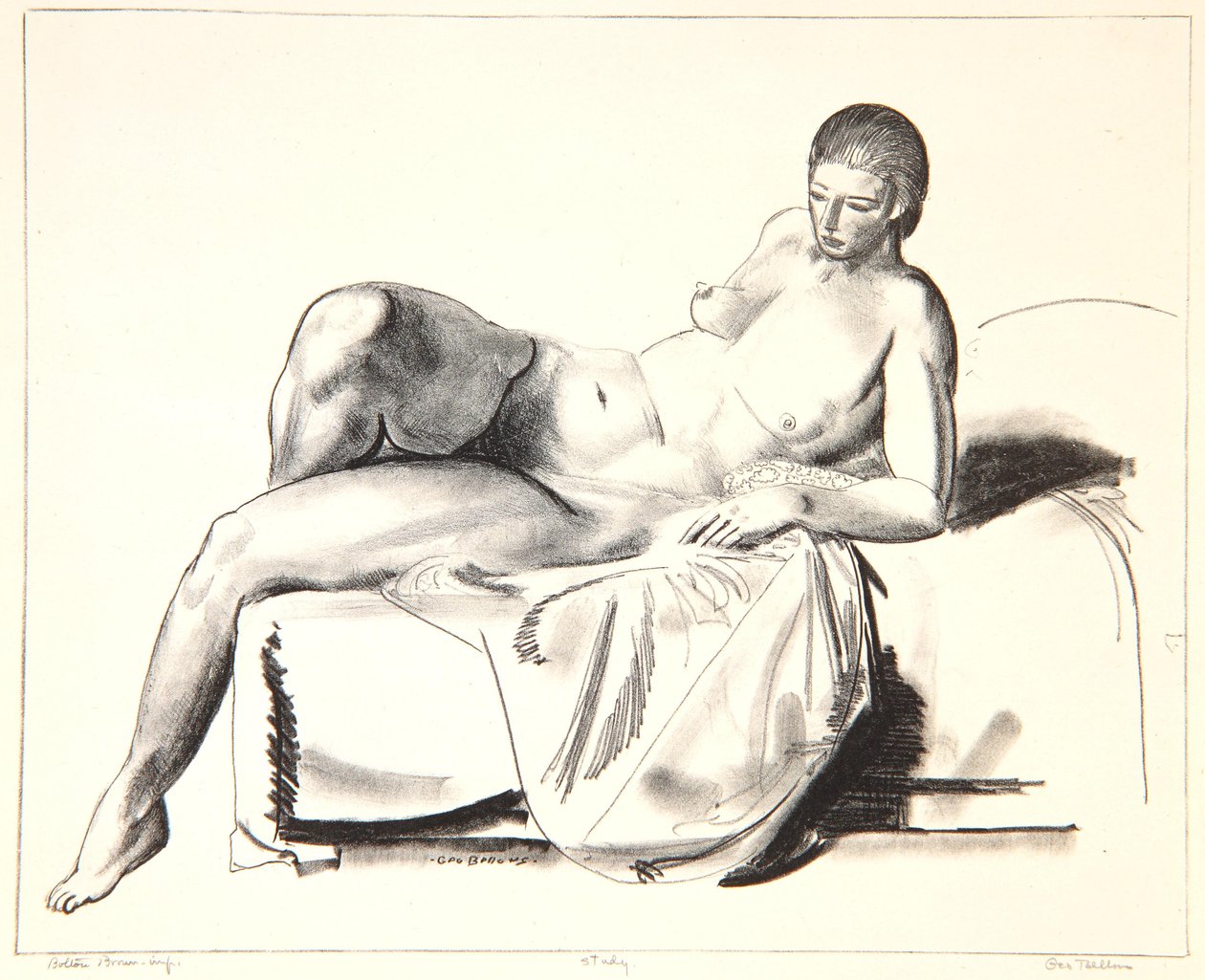 Aktstudie, Klassisch auf einer Couch, 1923-24 von George Wesley Bellows