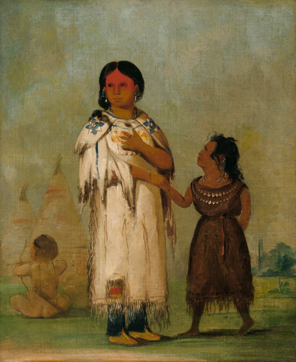 Assiniboin Frau und Kind, 1832 von George Catlin