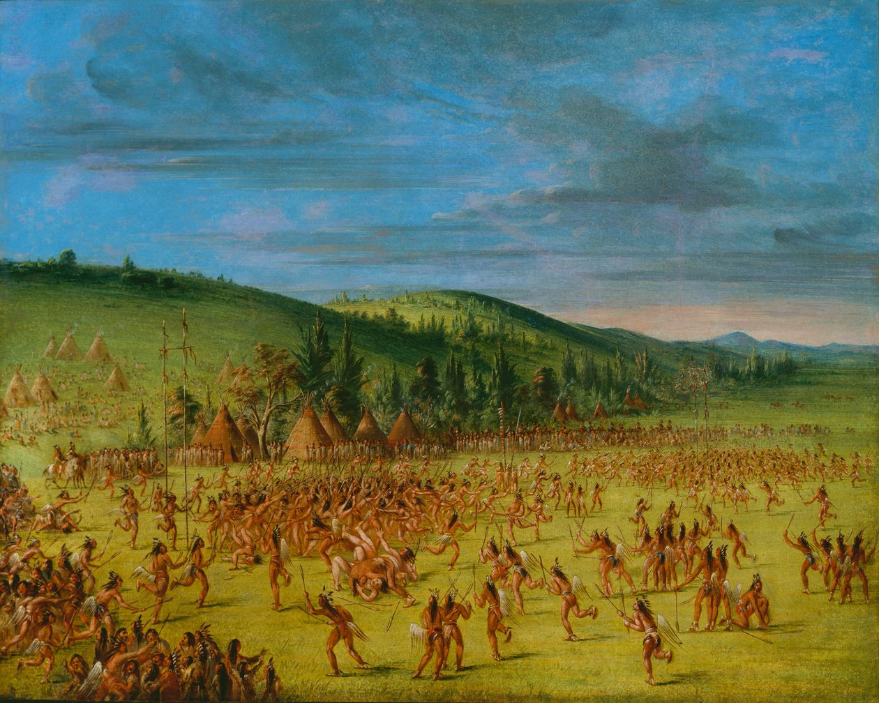 Ballspiel der Choctaw - Ball oben von George Catlin