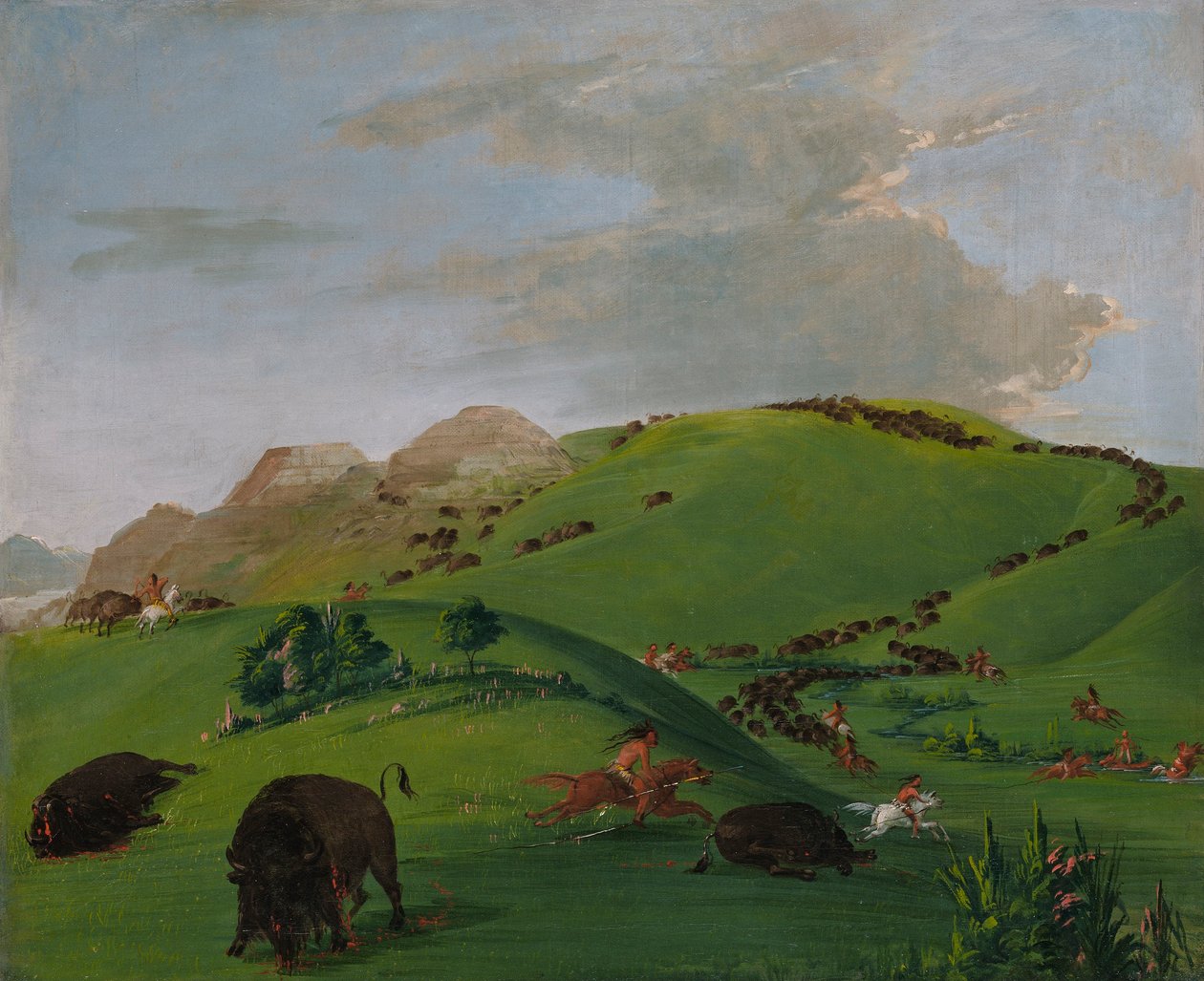 Büffeljagd, Mündung des Yellowstone von George Catlin