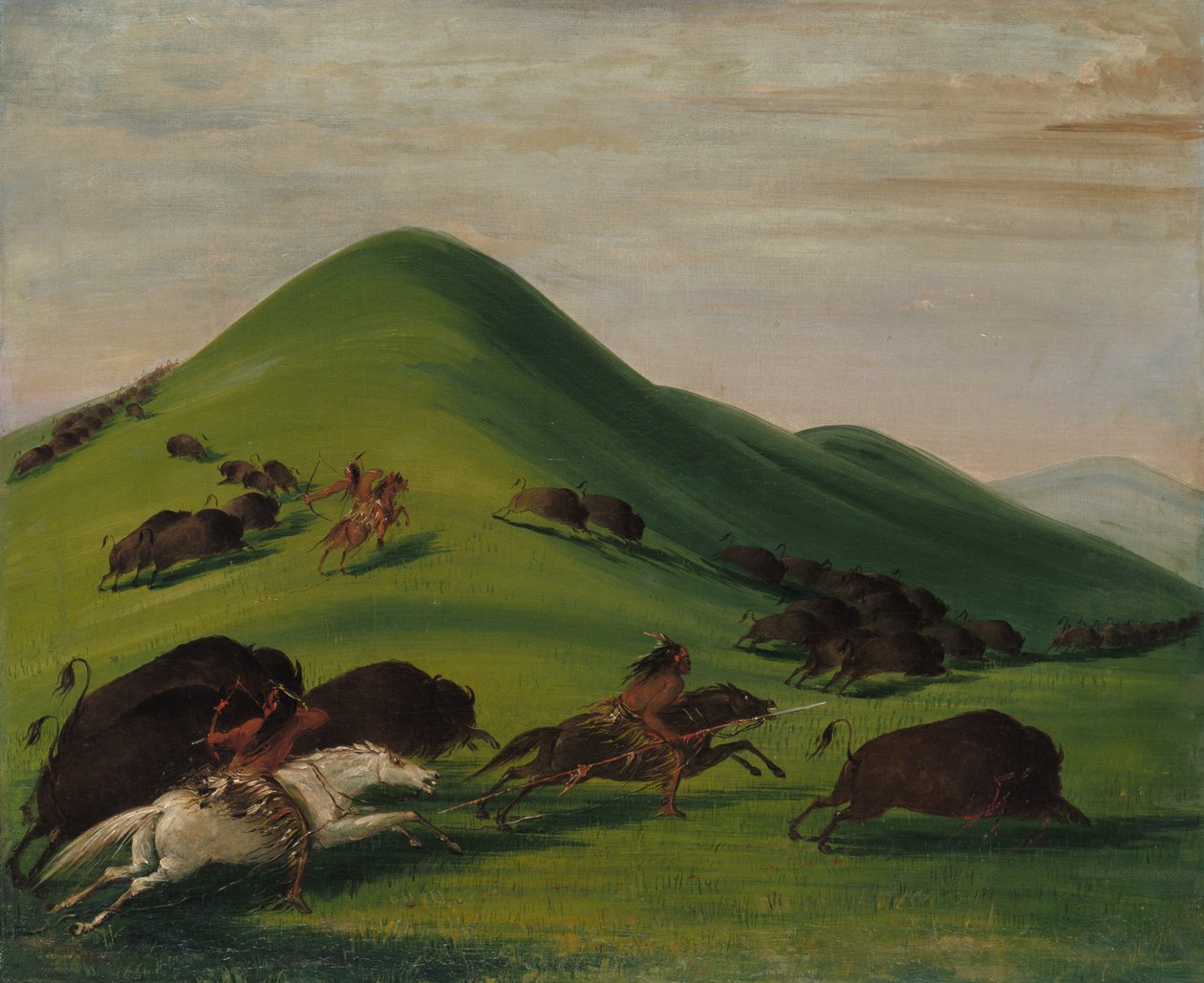 Büffeljagd über Prärieklippen, 1832-1833 von George Catlin