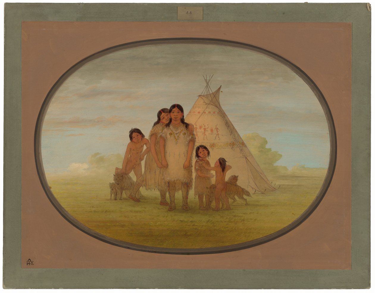 Kinder eines Camanchee-Häuptlings und Wigwam von George Catlin