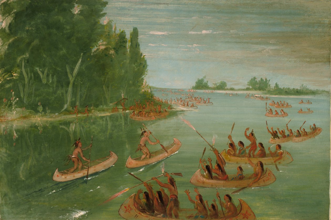 Kanu-Rennen in der Nähe von Sault Ste. Marie von George Catlin