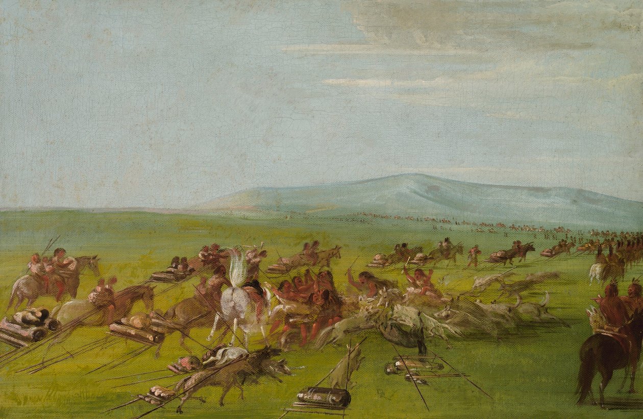 Comanche zieht Lager um, Hundekampf unterwegs von George Catlin