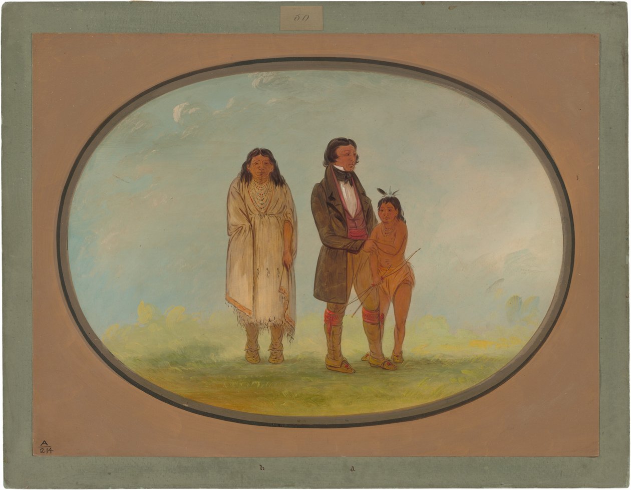 Kaskaskia-Häuptling, seine Mutter und sein Sohn von George Catlin