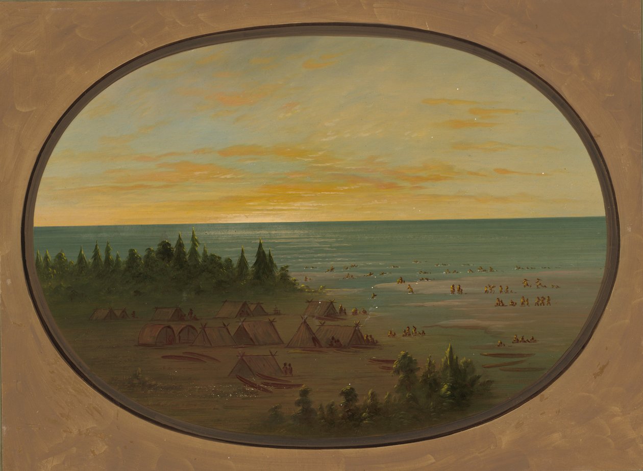 Nayas-Dorf - Indianer beim Baden von George Catlin
