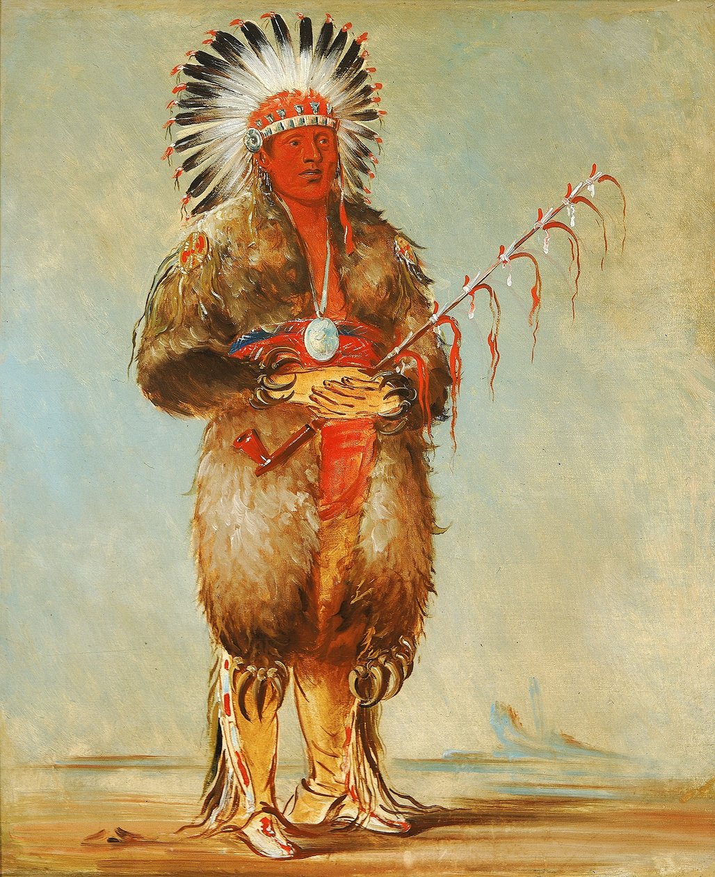 Ráw-no-way-wóh-krah, Lose Pfeifenstiel, ein Tapferer von George Catlin