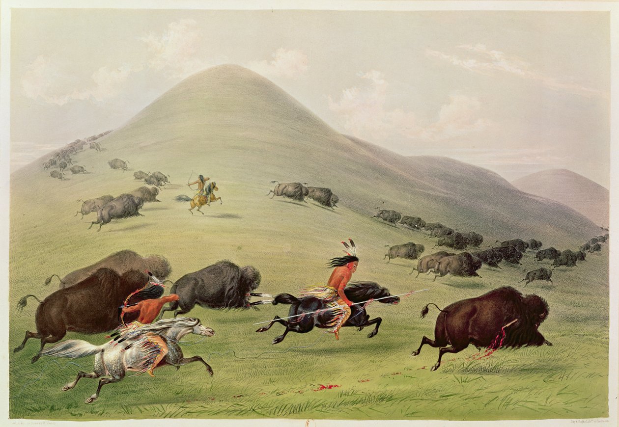 Die Büffeljagd, ca. 1832 von George Catlin