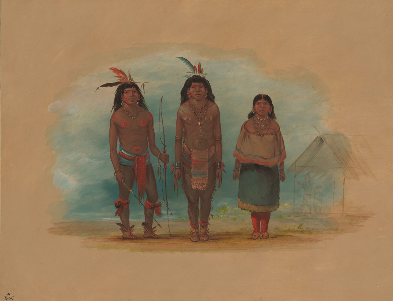 Drei Taruma-Indianer von George Catlin