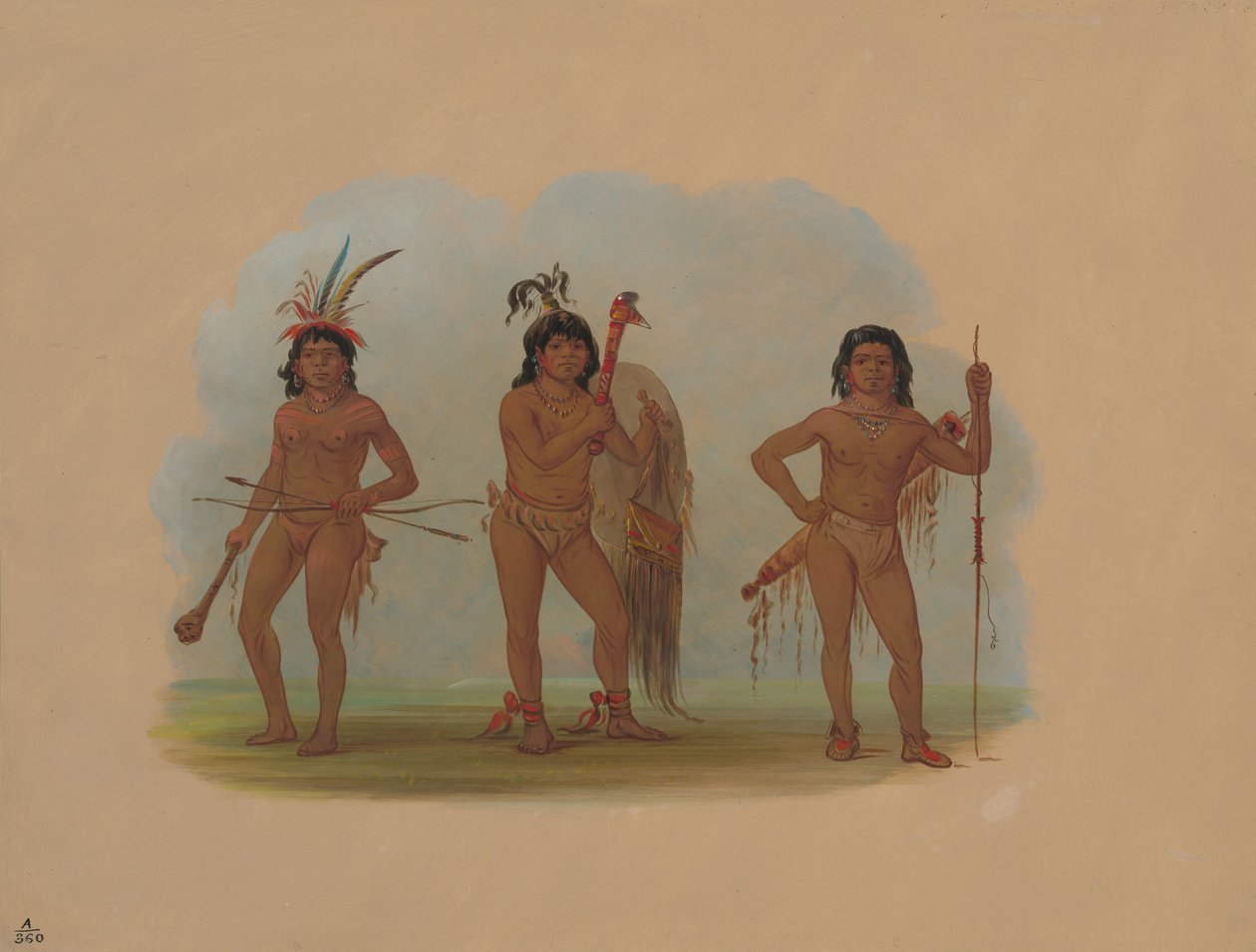 Drei Zurumati-Indianer von George Catlin