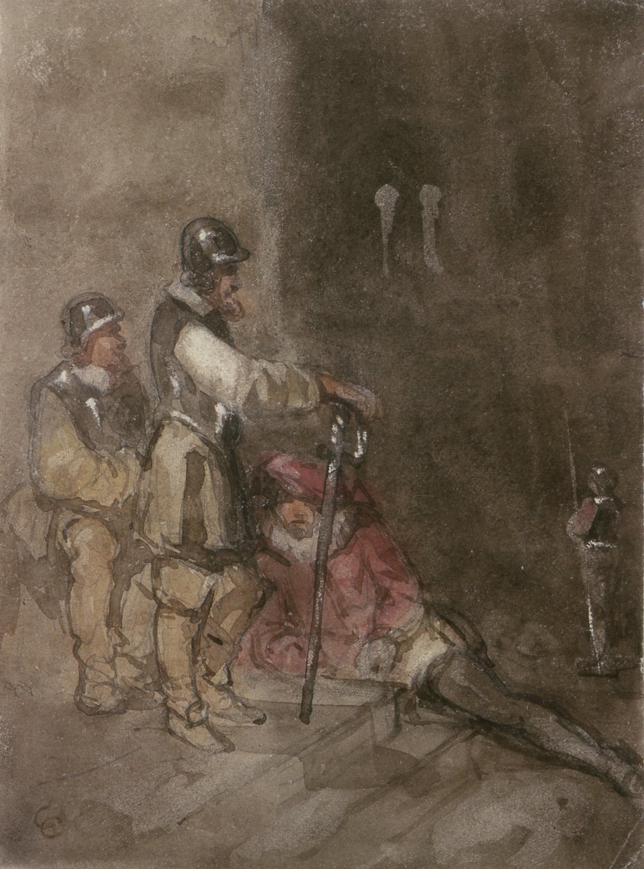 Unidentifiziertes historisches Thema mit Soldaten von George Cattermole