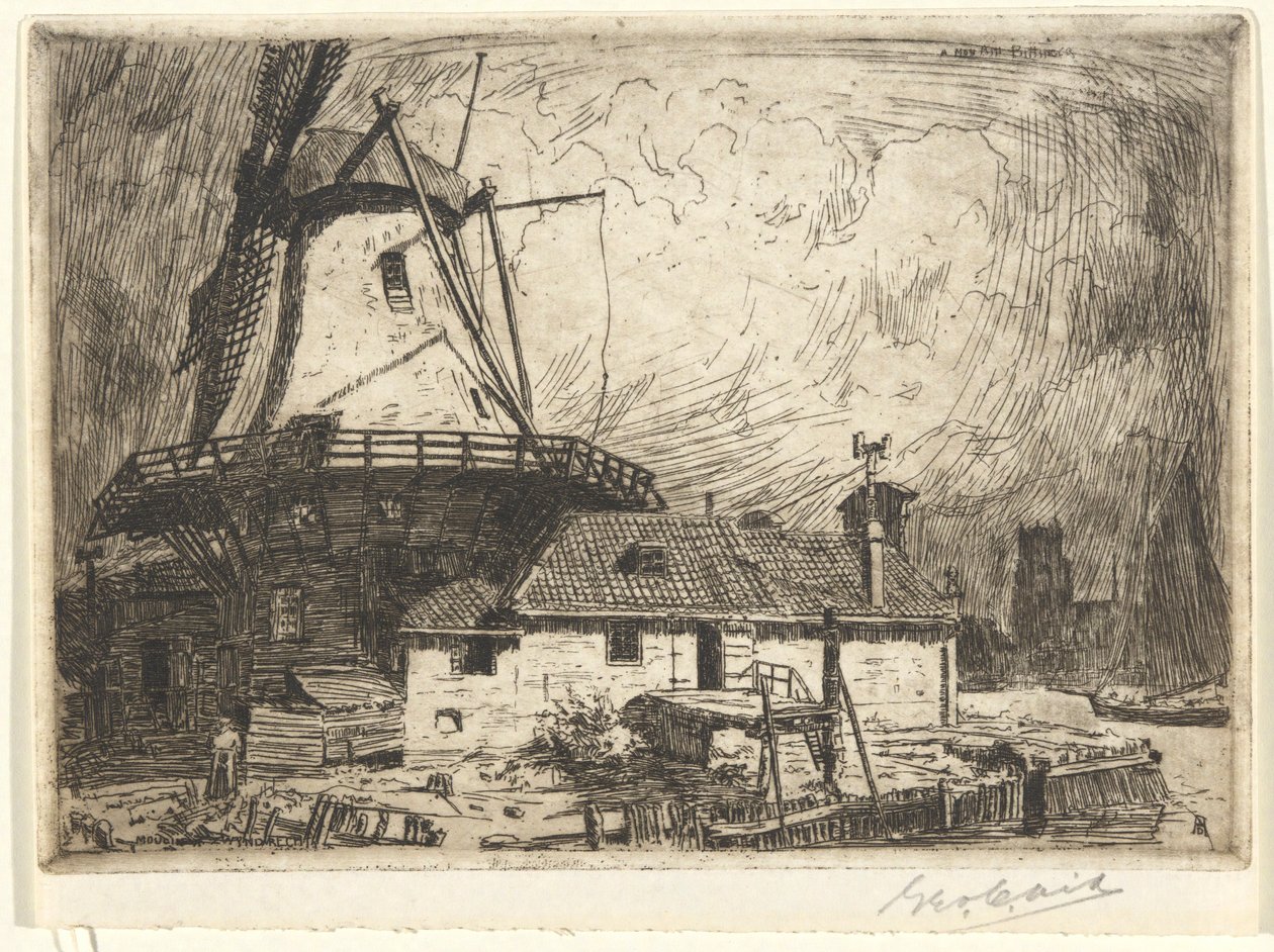 Mühle in Zwyndrecht von George Charles Aid