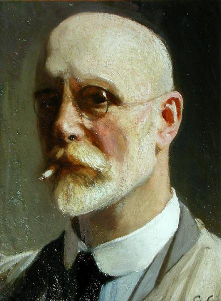 Selbstporträt mit Zigarette von George Clausen