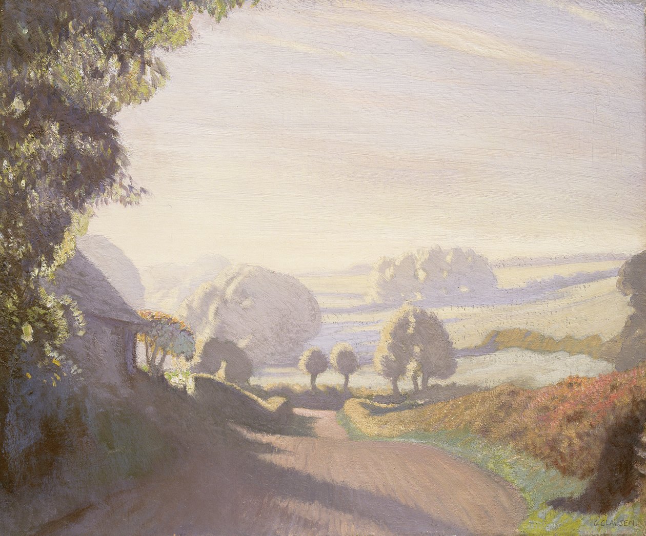 Septembermorgen, Die Felder von George Clausen