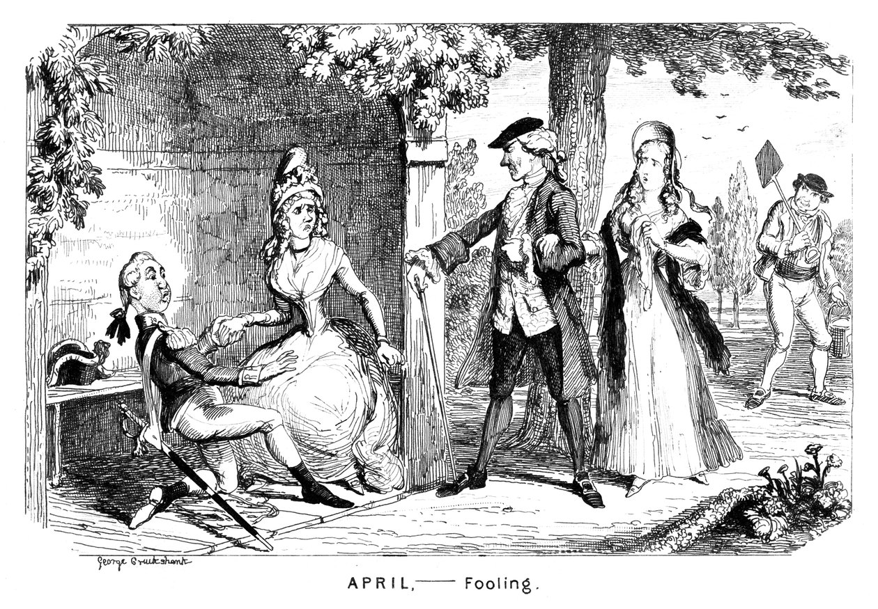 April - Narrentag, ca. 1839 von George Cruikshank
