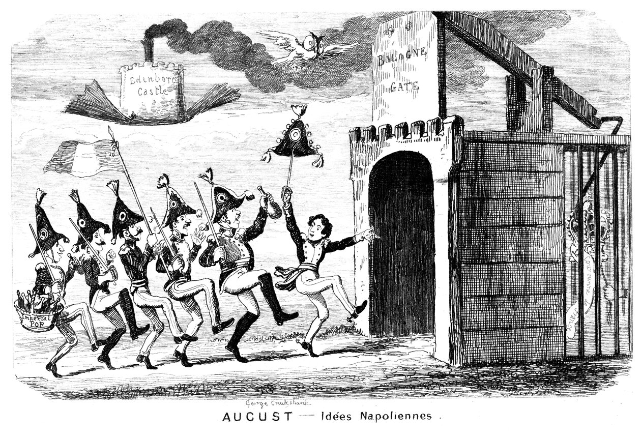 August - Napoleonische Ideen, 19. Jahrhundert von George Cruikshank