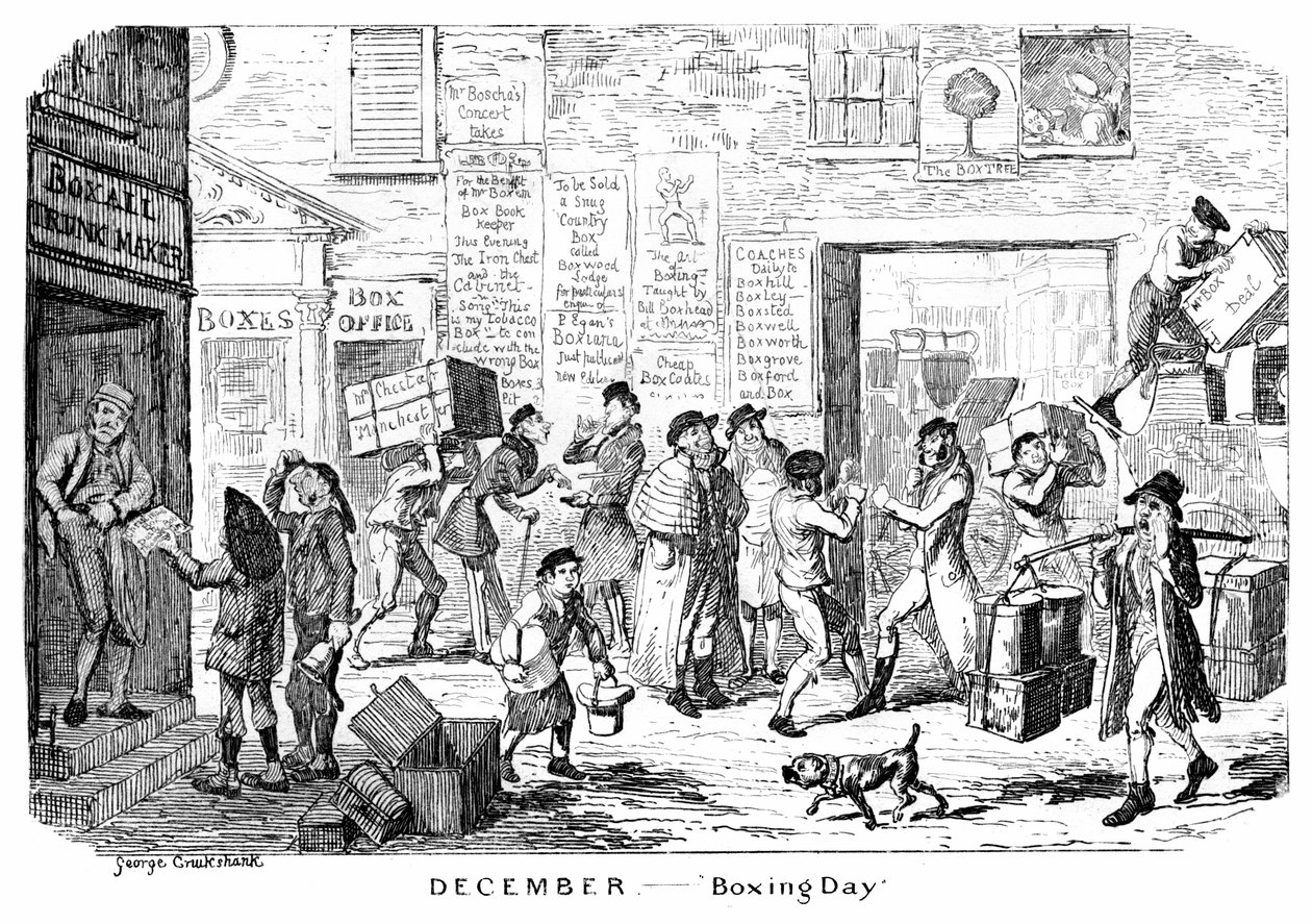Dezember - Boxing Day, 19. Jahrhundert von George Cruikshank