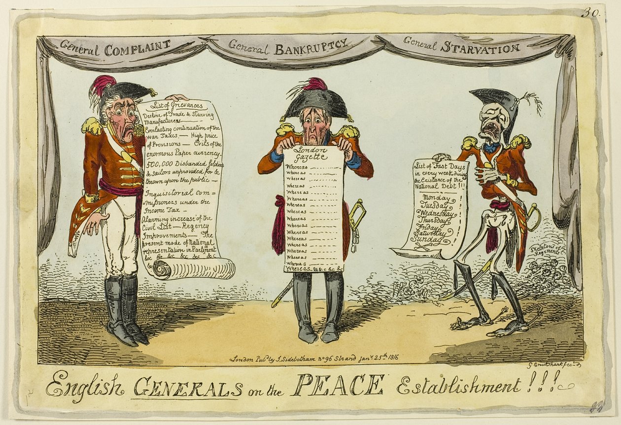 Englische Generäle im Friedensstand!!! von George Cruikshank