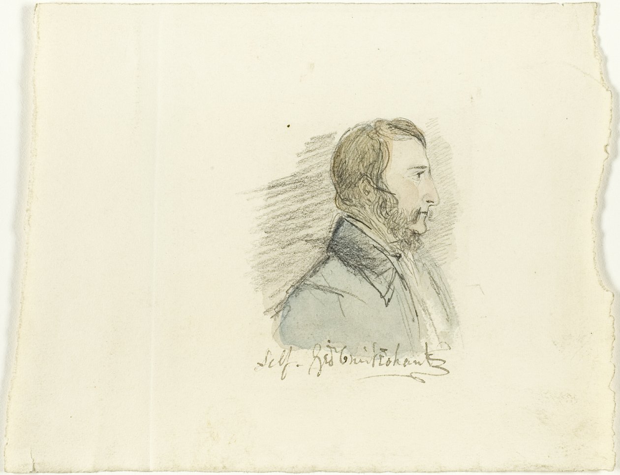 Selbstporträt im Profil von George Cruikshank