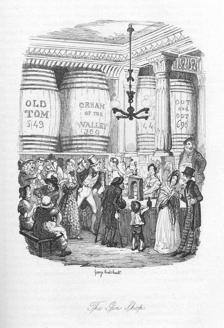 Der Gin-Laden, ca. 1836 von George Cruikshank