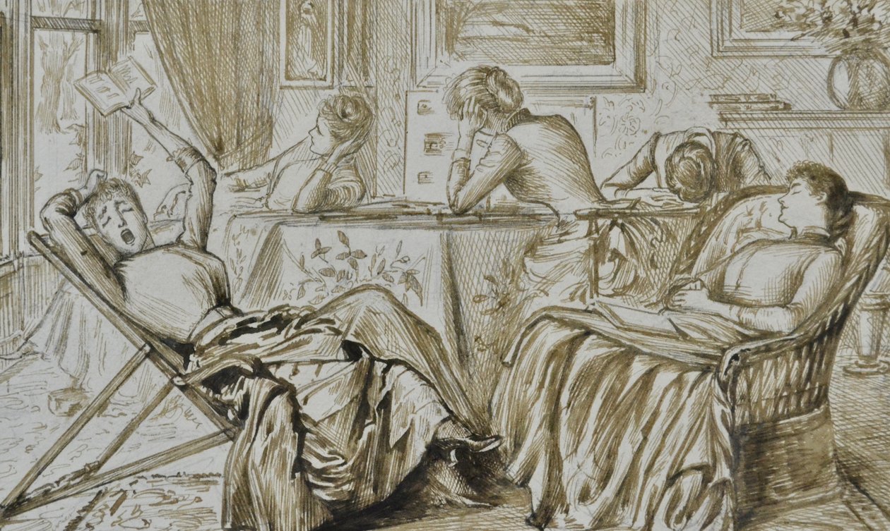 Langeweile, ca. 1880-90 (Stift & Tinte) von George du Maurier