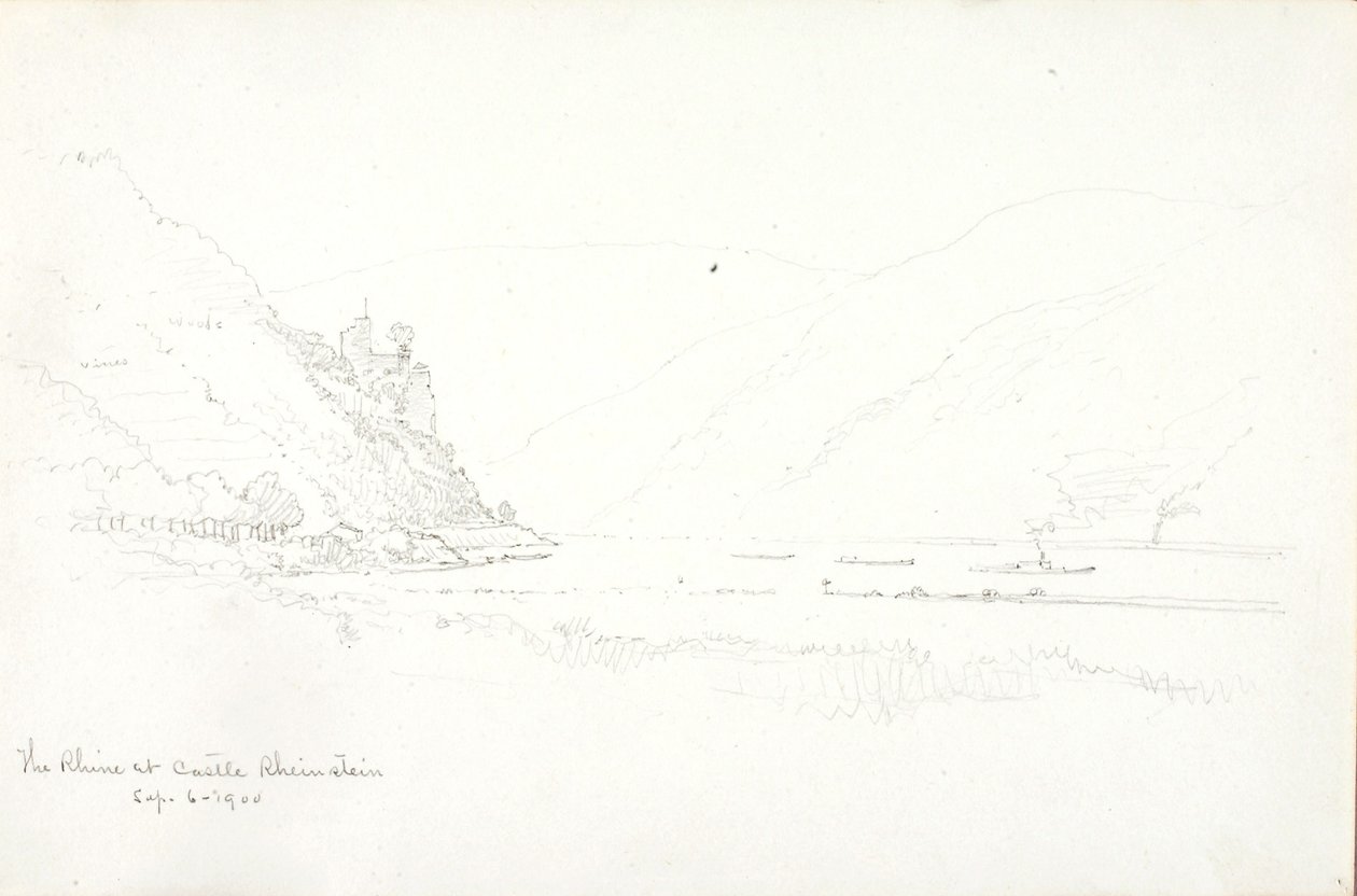 Der Rhein bei Burg Rheinstein von George Elbert Burr