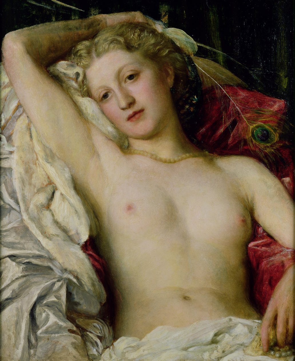 Mädchen mit Pfauenfächer von George Frederick Watts