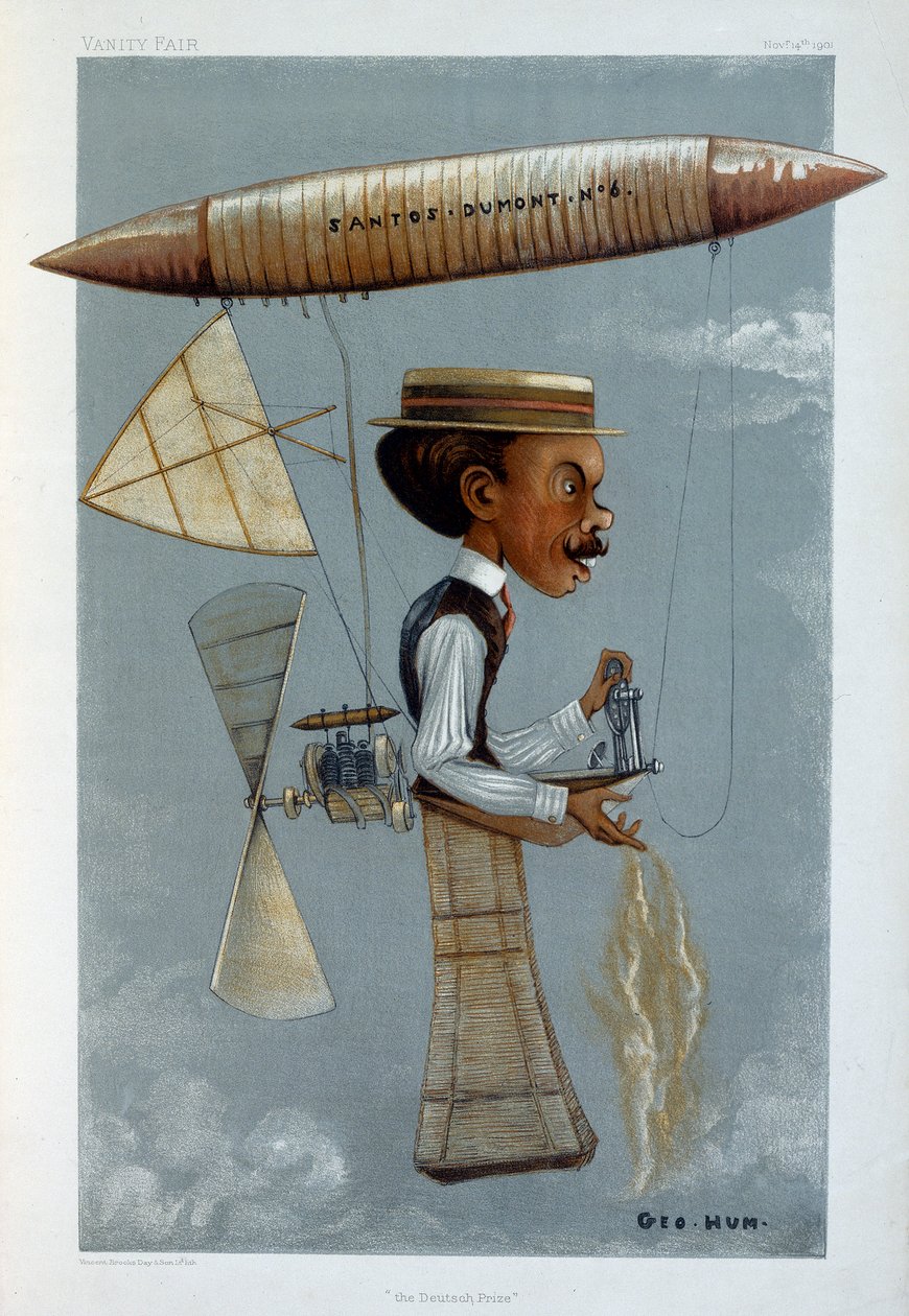 Alberto Santos-Dumont und sein Luftschiff, 1901 von George Hum