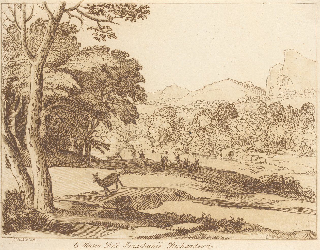 Ohne Titel: Landschaft mit Hirschen von George Knapton