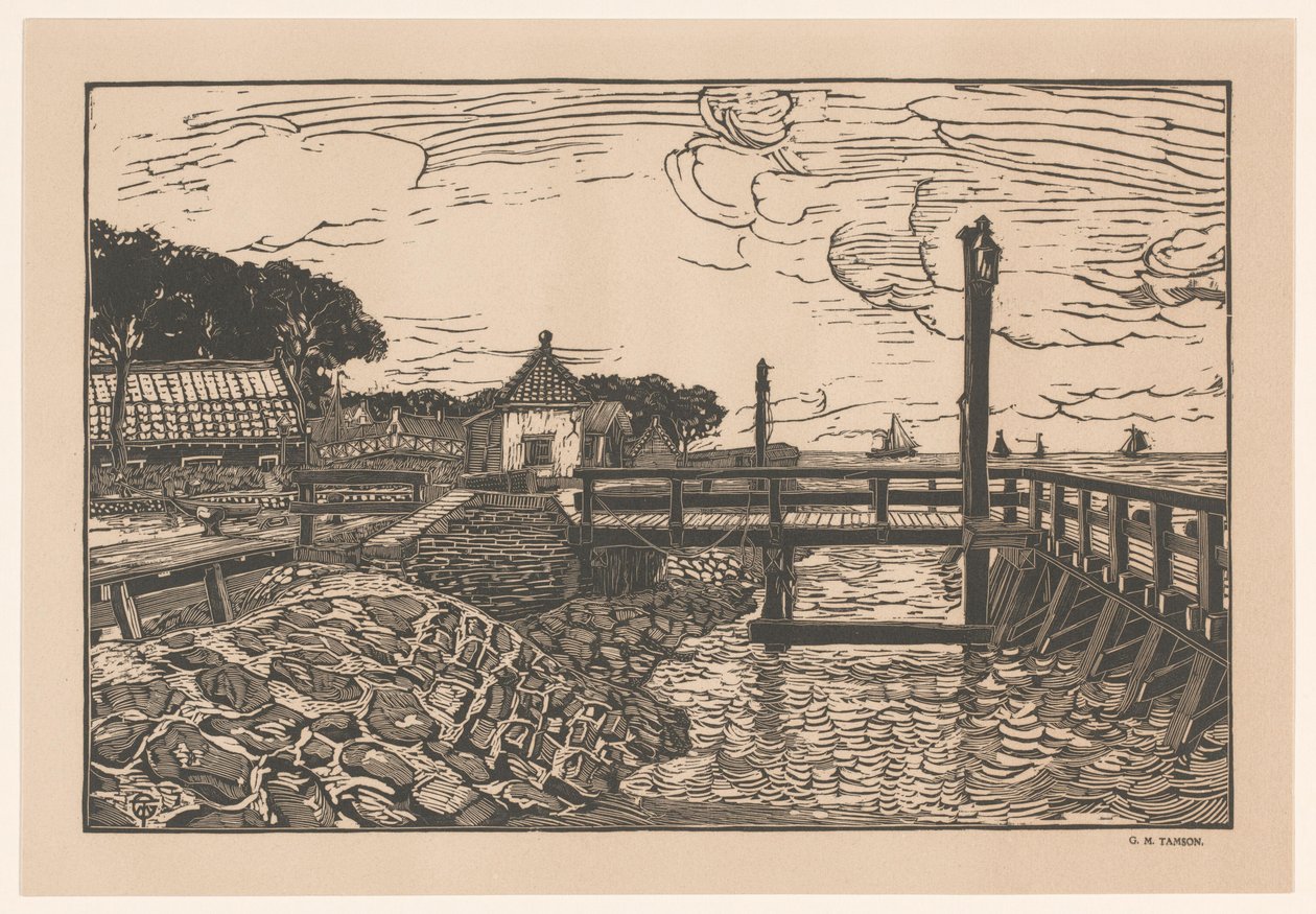 Ansicht von Steg und Häusern von George Marinus Tamson