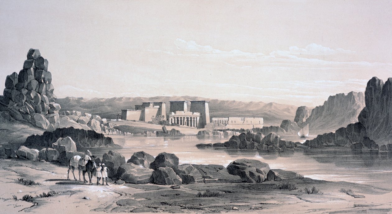Philae, Blick nach Süden, Ägypten, 1843 von George Moore