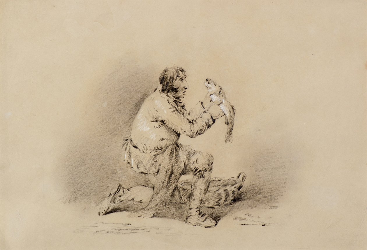 Fischer hält einen Fisch von George Morland